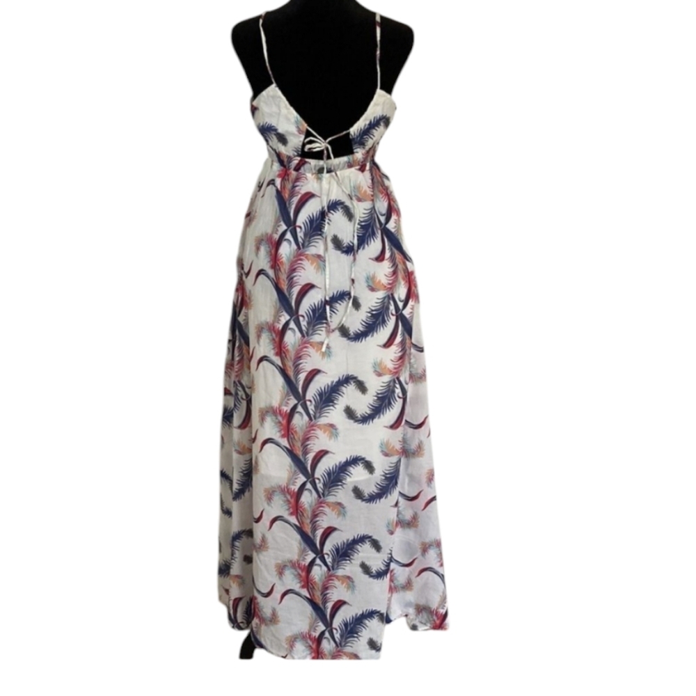 Quicksilver Boho Floral Maxi Dress 100% Cotton Feather Print Floor Lengt… - Picture 2 of 16